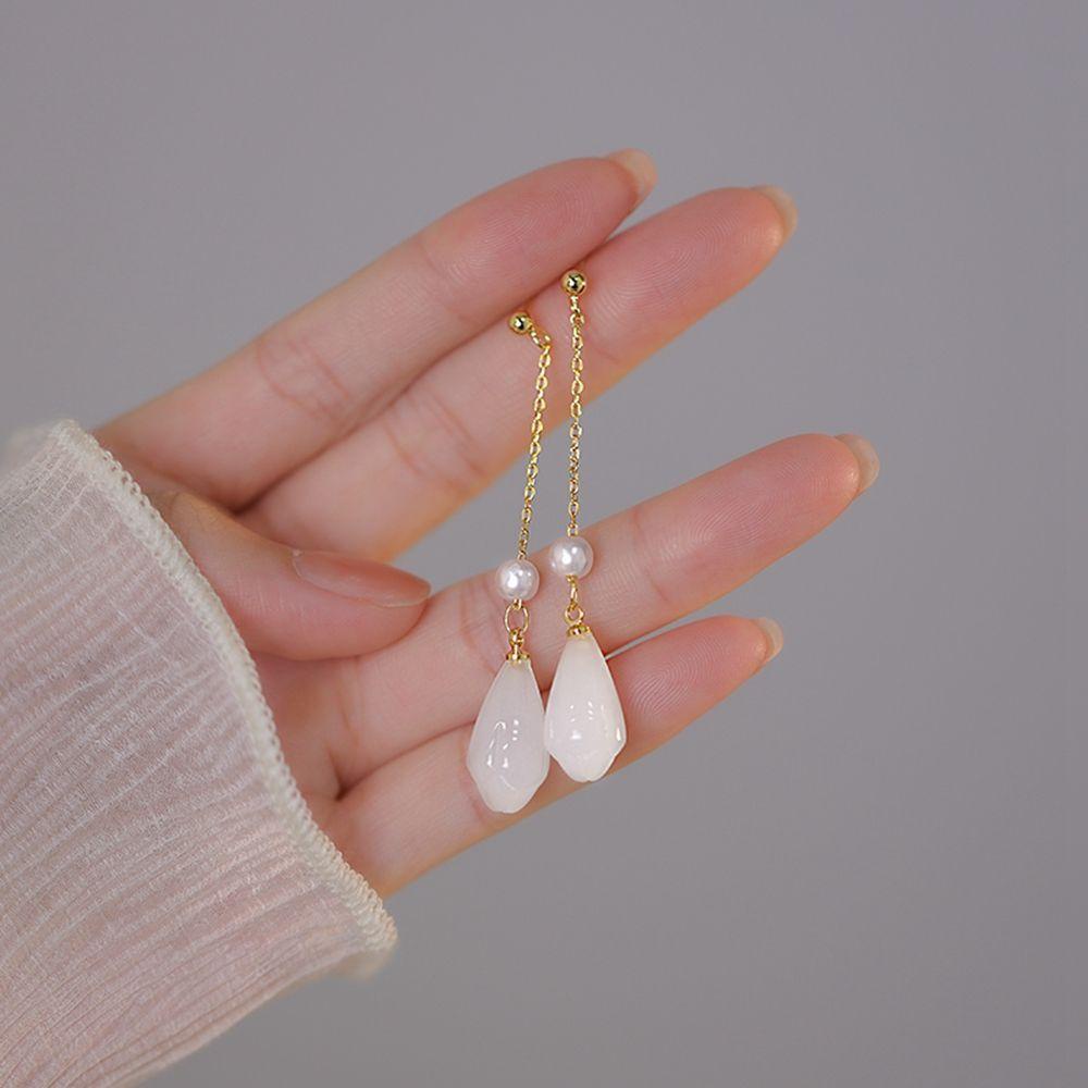 Khuyên Tai Dáng Dài Hình Tròn Màu Xanh Lá Phong Cách Trung Hoa Cổ Điển Thanh Lịch Dành Cho Bạn Nữ