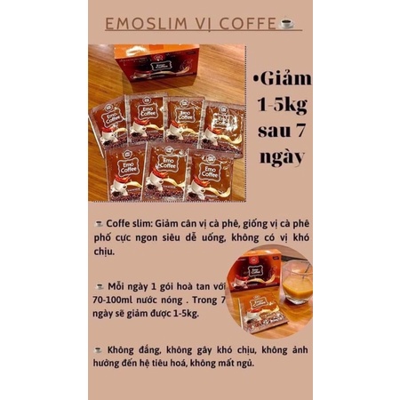 Chính  hãng  Emoslim vị Cafe giảm ngay 3-5kg/1 tuần combo 3 hộp