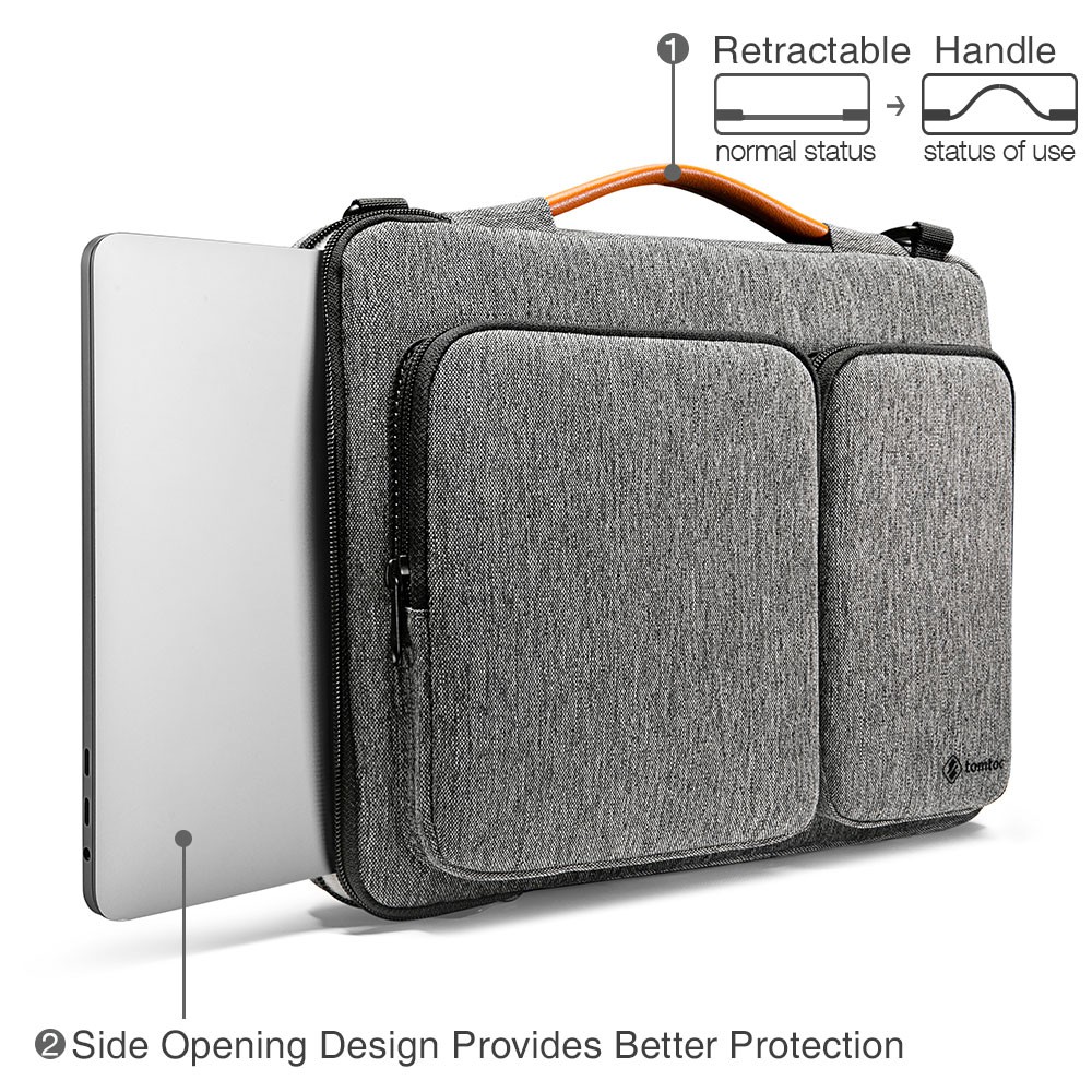 TÚI ĐEO TOMTOC A42 (USA) 360* SHOULDER BAGS MACBOOK PRO 13&quot; /PRO 15″/MACBOOK 16″ GRAY