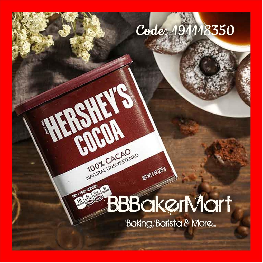 Bột Cacao nguyên chất hiệu HERSHEY'S - Hộp 226gr (BAO BÌ CÓ THỂ THAY ĐỔI TÙY ĐỢT)