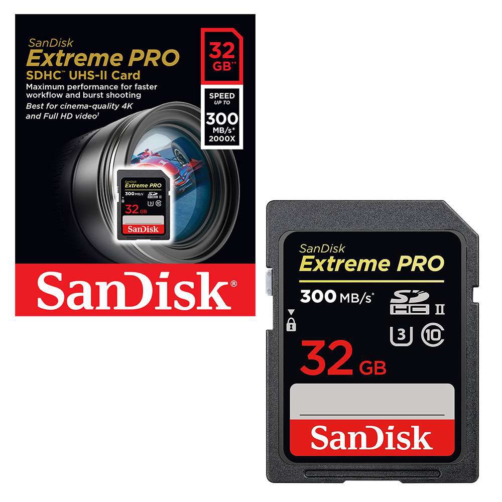 Thẻ nhớ máy ảnh SDHC Sandisk Extreme Pro UHS-II U3 2000x 32GB 300MB/s (Đen)