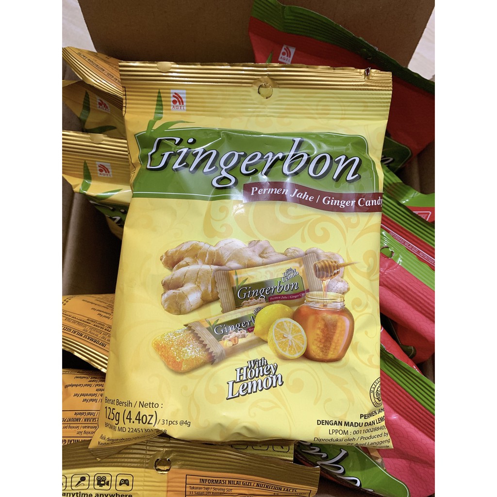 Kẹo Gừng Chanh Mật Ong Gingerbon_Gói 125g