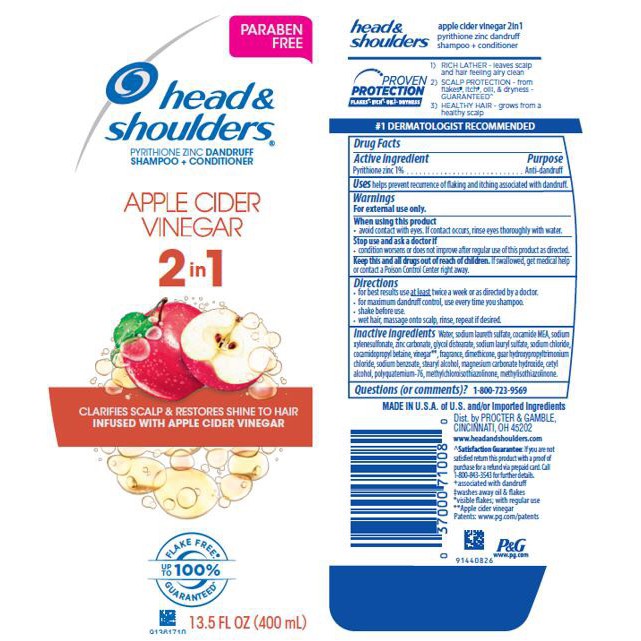 Dầu Gội Và Xả 2 in 1 Head & Shoulders Apple Cider Vinegar 400ml - Mỹ