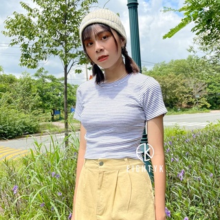 Áo croptop tay ngắn eightyk phối sọc trắng nhỏ