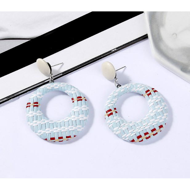 Khuyên tai boho retro handmad tết sợi hợp kim xk22