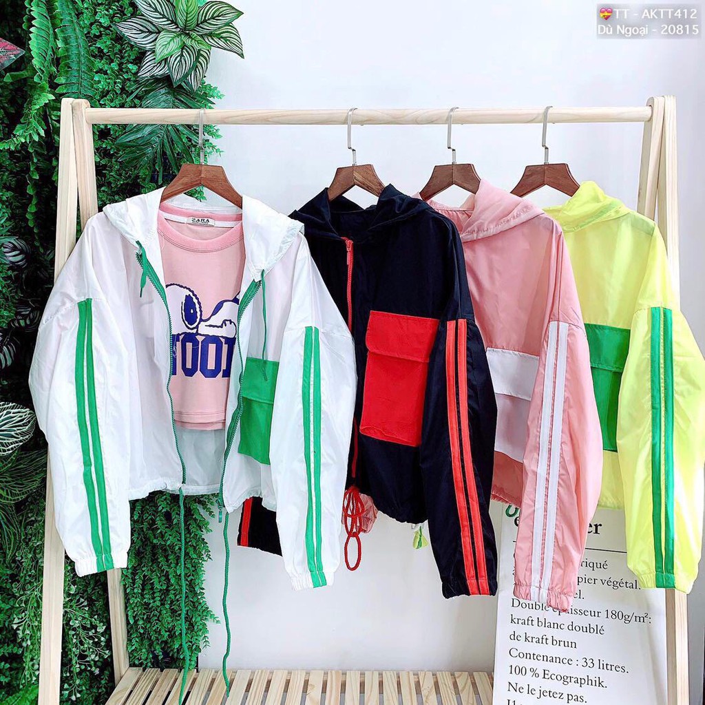 áo khoác dù 2 lớp free size phối viền tay  năng động M061