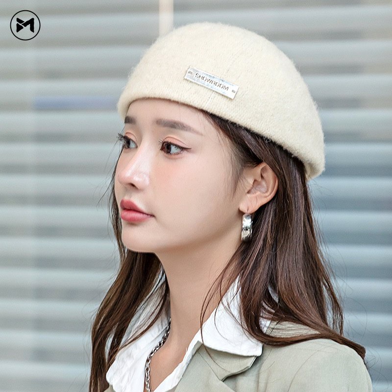 Mũ Beret Len Phong Cách Vintage Anh Quốc Thời Trang Thu Đông Cho Nữ