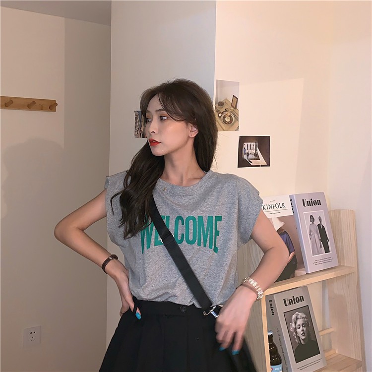 Áo Thun Nữ Không Tay Dáng Rộng Phong Cách Hàn Quốc
