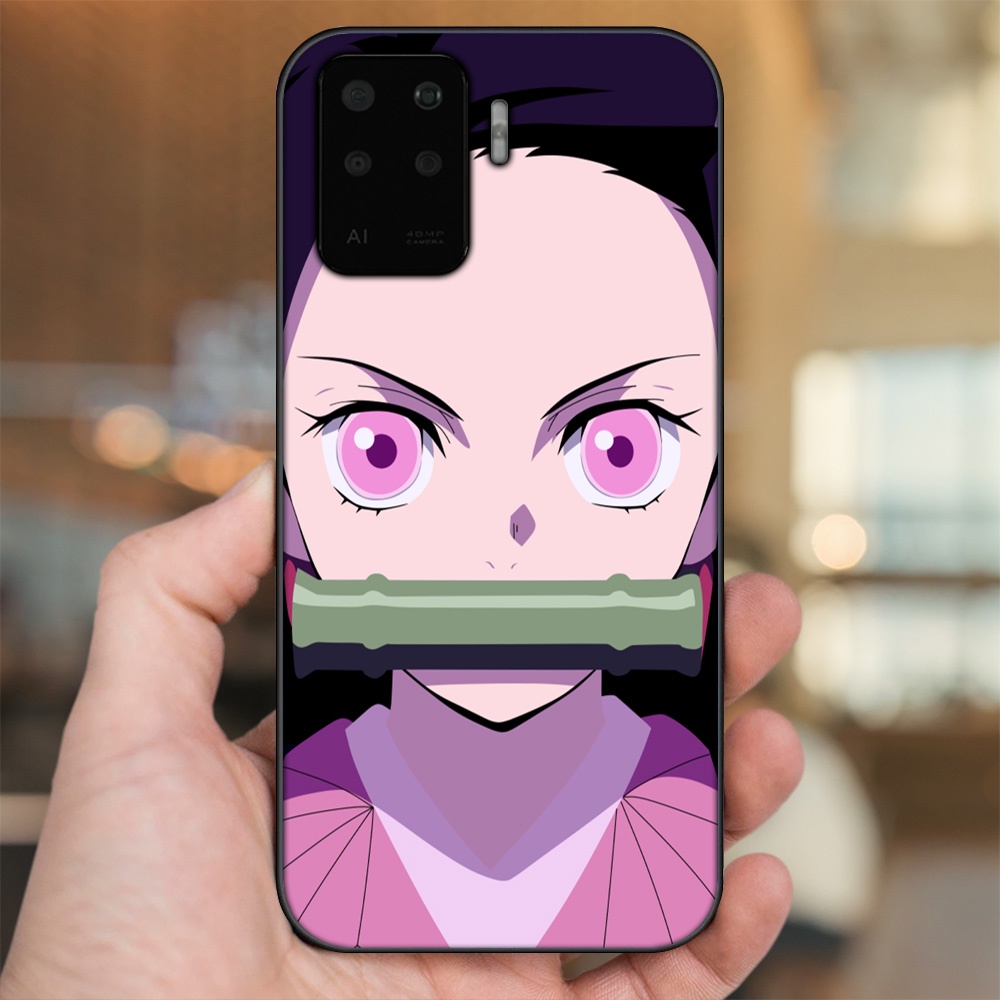 Ốp lưng Oppo A94 viền đen in hình Nezuko Kimetsu no Yaiba
