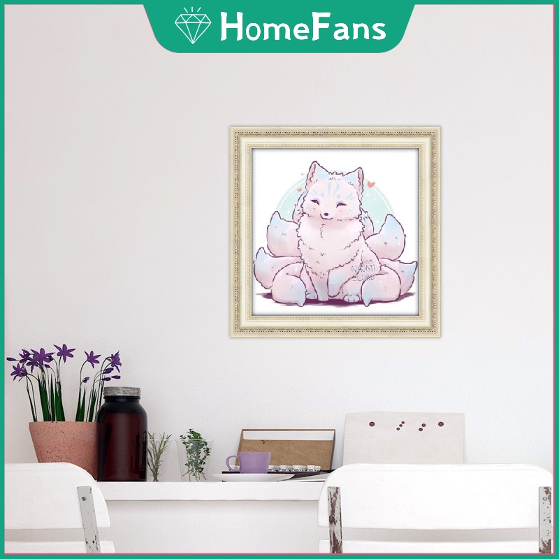 Bộ tranh đính đá 5D tự làm 30x30cm hình chú cáo độc đáo trang trí nhà cửa