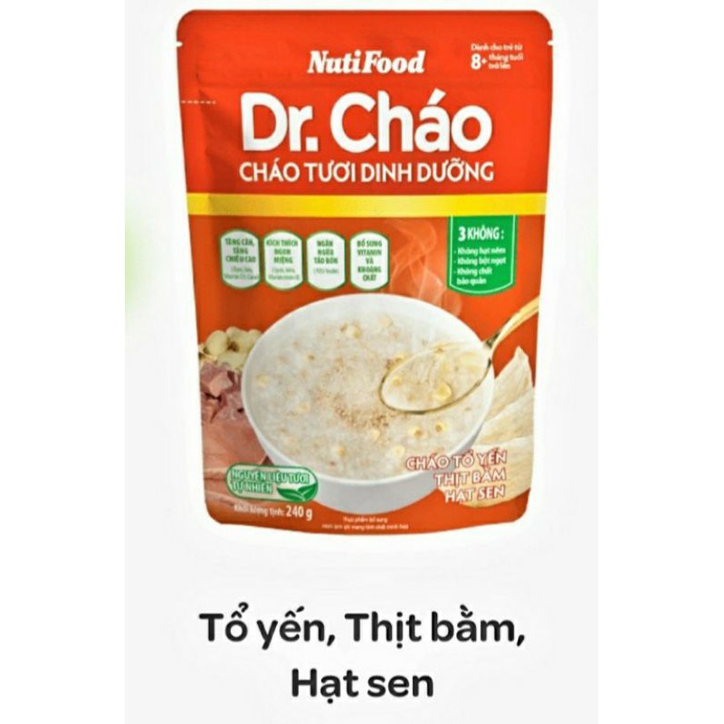 CHÁO TƯƠI DINH DƯỠNG CHÁO LƯƠN ĐẬU XANH DR. CHÁO NUTIFOOD 240G