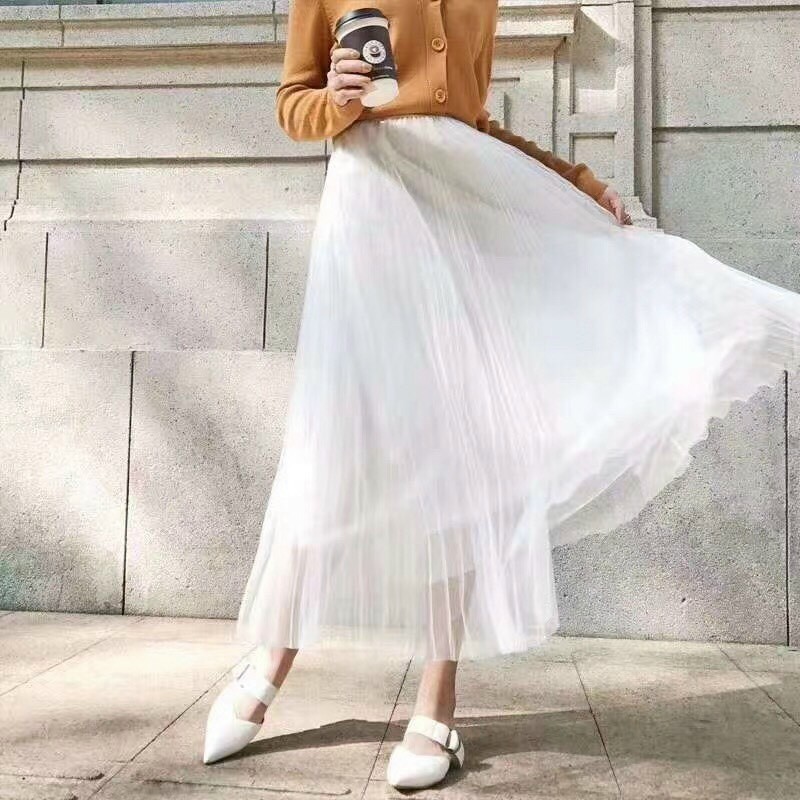 #2 Chân váy voan lưới xòe xếp ly chất đẹp mịn - Chân váy công chúa tutu midi QUảng châu bao đẹp