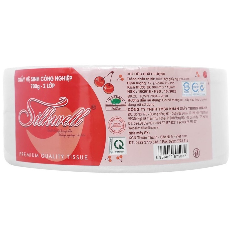 Giấy vệ sinh cuộn lớn, vệ sinh công nghiệp Silkwell 700g