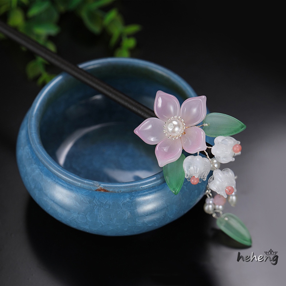 Trâm Cài Tóc Bằng Gỗ Đính Hoa Tua Rua Phong Cách Trung Hoa Cổ Điển Ngọt Ngào Dành Cho Sườn Xám