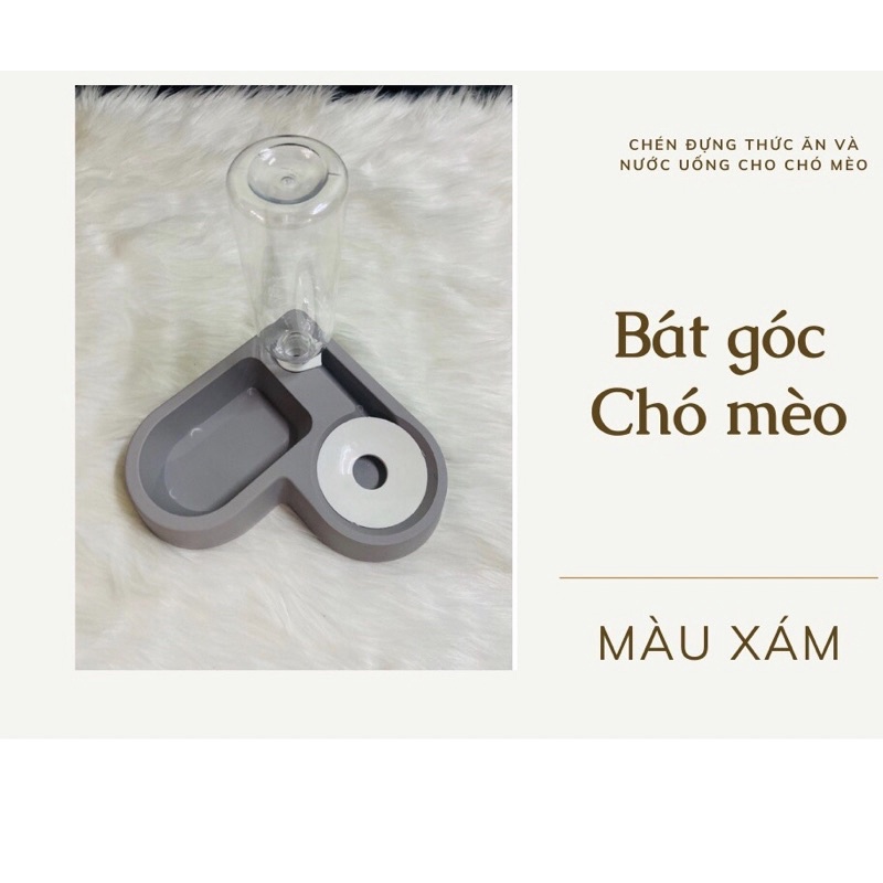 Bát Góc tường , bát tự động cho thú cưng , bát cho chó mèo ăn uống có kèm bình nước