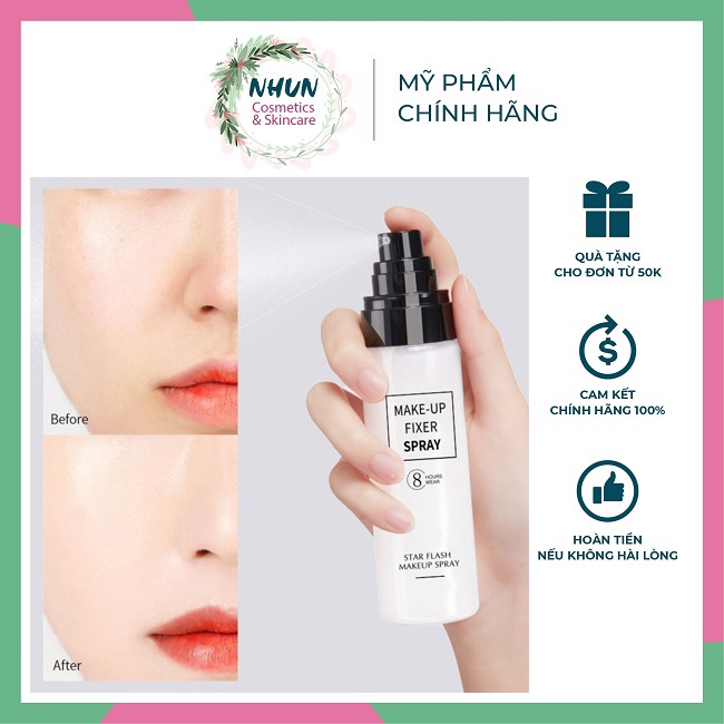 Xịt Nhũ Khóa Trang Điểm Star Flash HANUMU Make Up Spray 8 Hours Wear (Nhungshika)