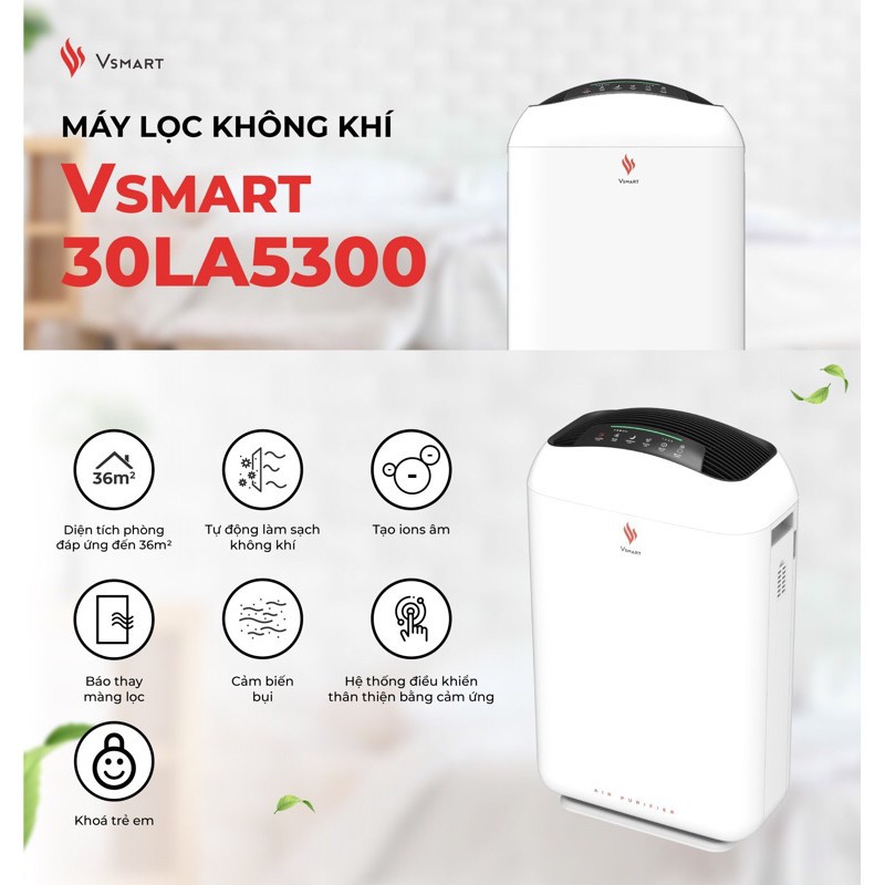 [Mã ELHA22 giảm 5% đơn 300K] Máy lọc không khí Vinsmart 30LA5300 , 35LA5400 hàng chính hãng mới 100% bảo hành 18 tháng