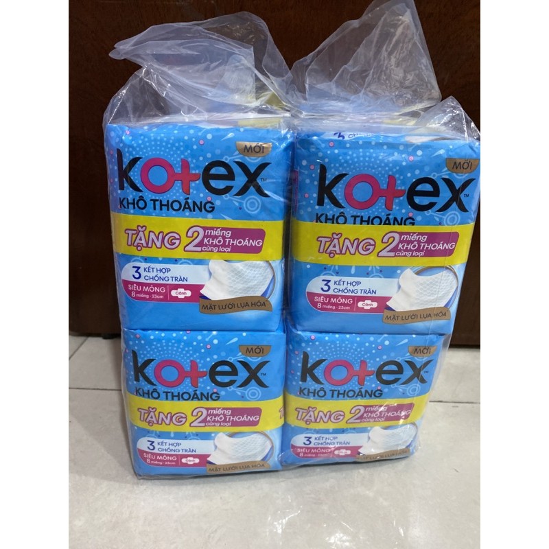 Lốc 8 Gói Băng Vệ Sinh Kotex Khô Thoáng Siêu Mỏng Cánh 8miếng/gói