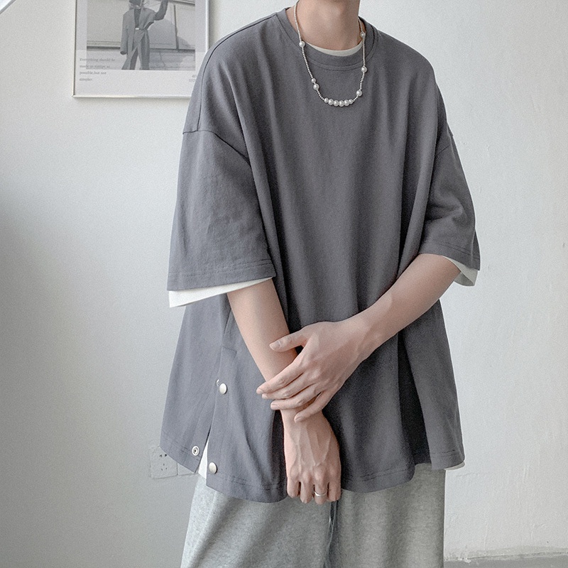 Áo phông Mavota áo thun cotton trơn nam tay lỡ form rộng viền khuy unisex Hàn Quốc ATKB04 | BigBuy360 - bigbuy360.vn