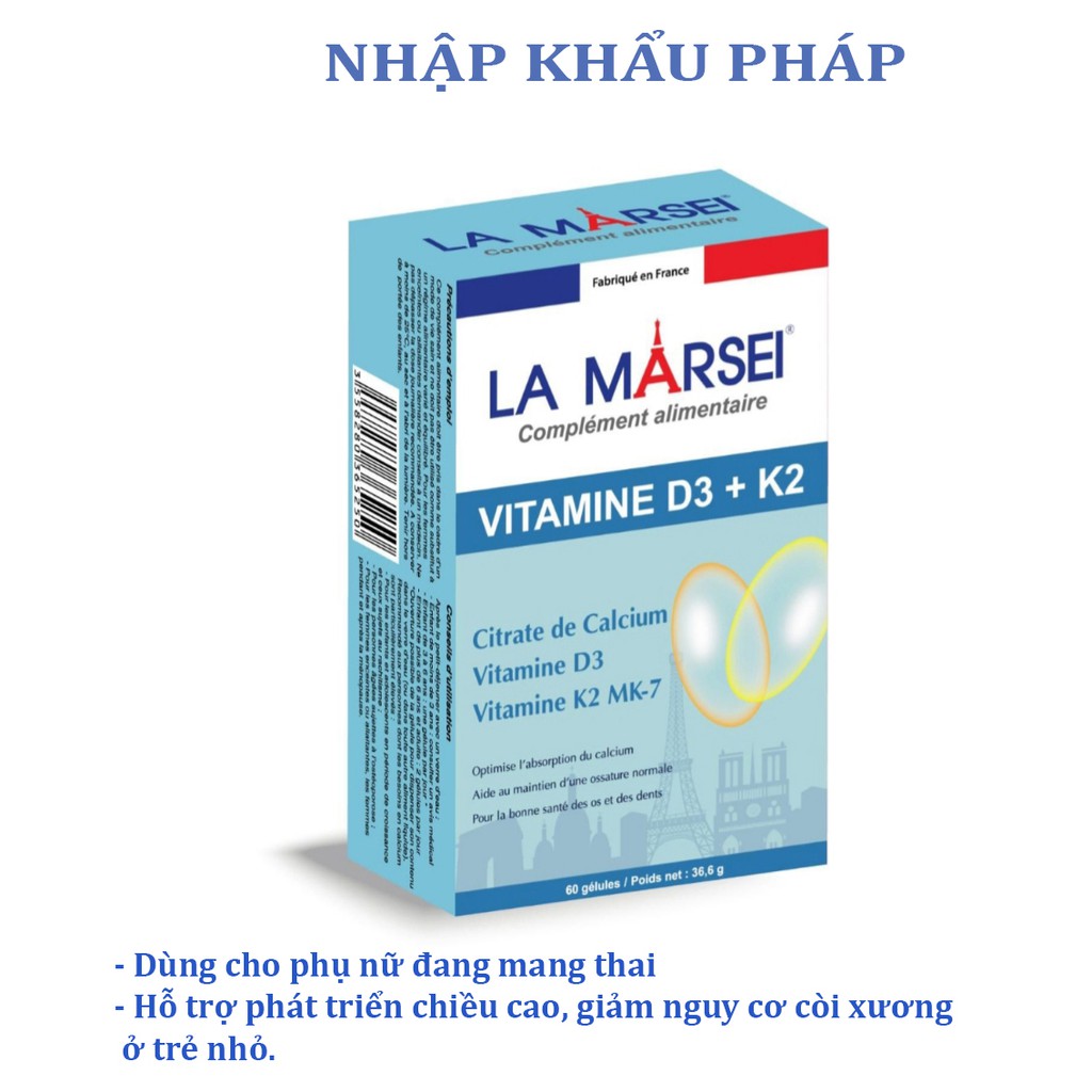 [Canxi Pháp] Canxi cho bà bầu La marsei canxi hữu cơ cho bà bầu trẻ em còi xương phát triển chiều cao vitamin D3