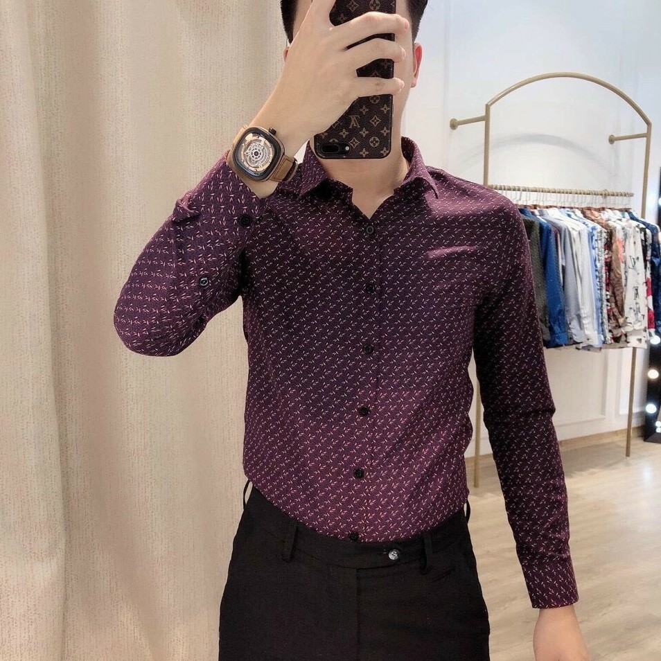 Sơ Mi Nam Trym Cò Họa Tiết Nam, Cực Chất, Chất Vải Mỏng Nhẹ, Dáng Body Slimfit Cực Đẹp | BigBuy360 - bigbuy360.vn