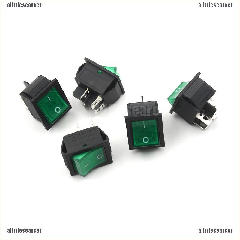 NEW Set 5 Công Tắc Đèn Xanh 4 Pin On / Off 2 Vị Trí 16a / 250v Kcd4-201