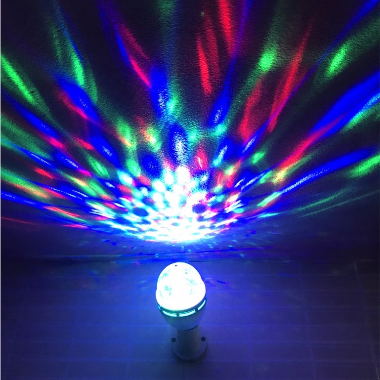 Đèn Led Nháy Chớp 7 Màu 5 Chế Độ E27 Tự Xoay Đui Tròn Cao Cấp - Đèn LED vũ trường xoay/tặng kèm đui cắm - GIÁ  SỈ