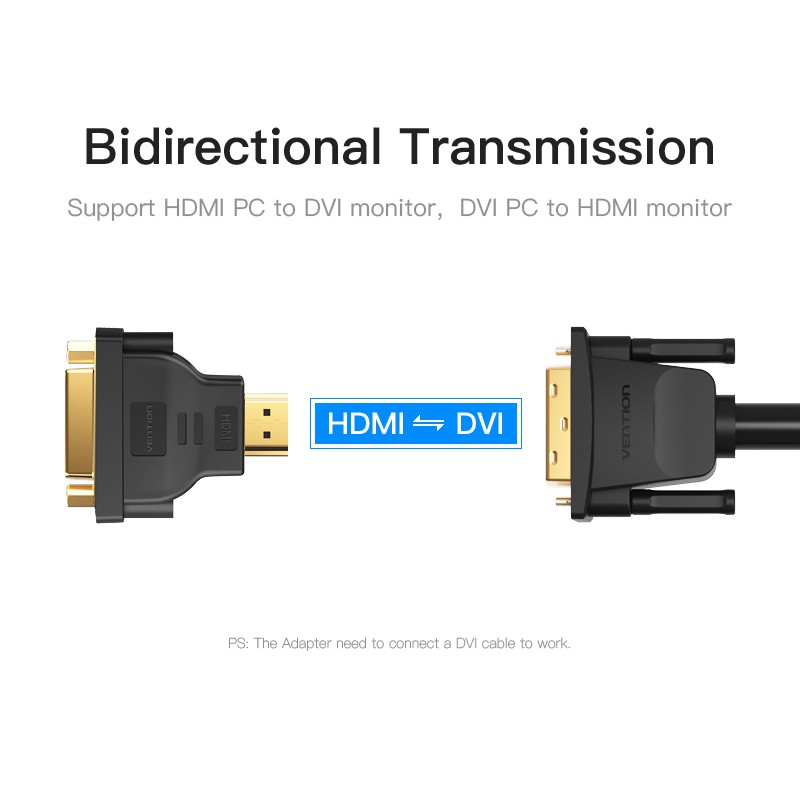 Đầu chuyển đổi HDMI to DVI Vention hỗ trợ full HD 1920x1080