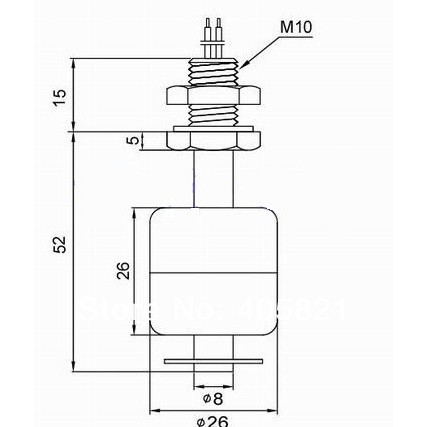 Công tắc phao cảm biến chất lỏng - hành trình 52mm