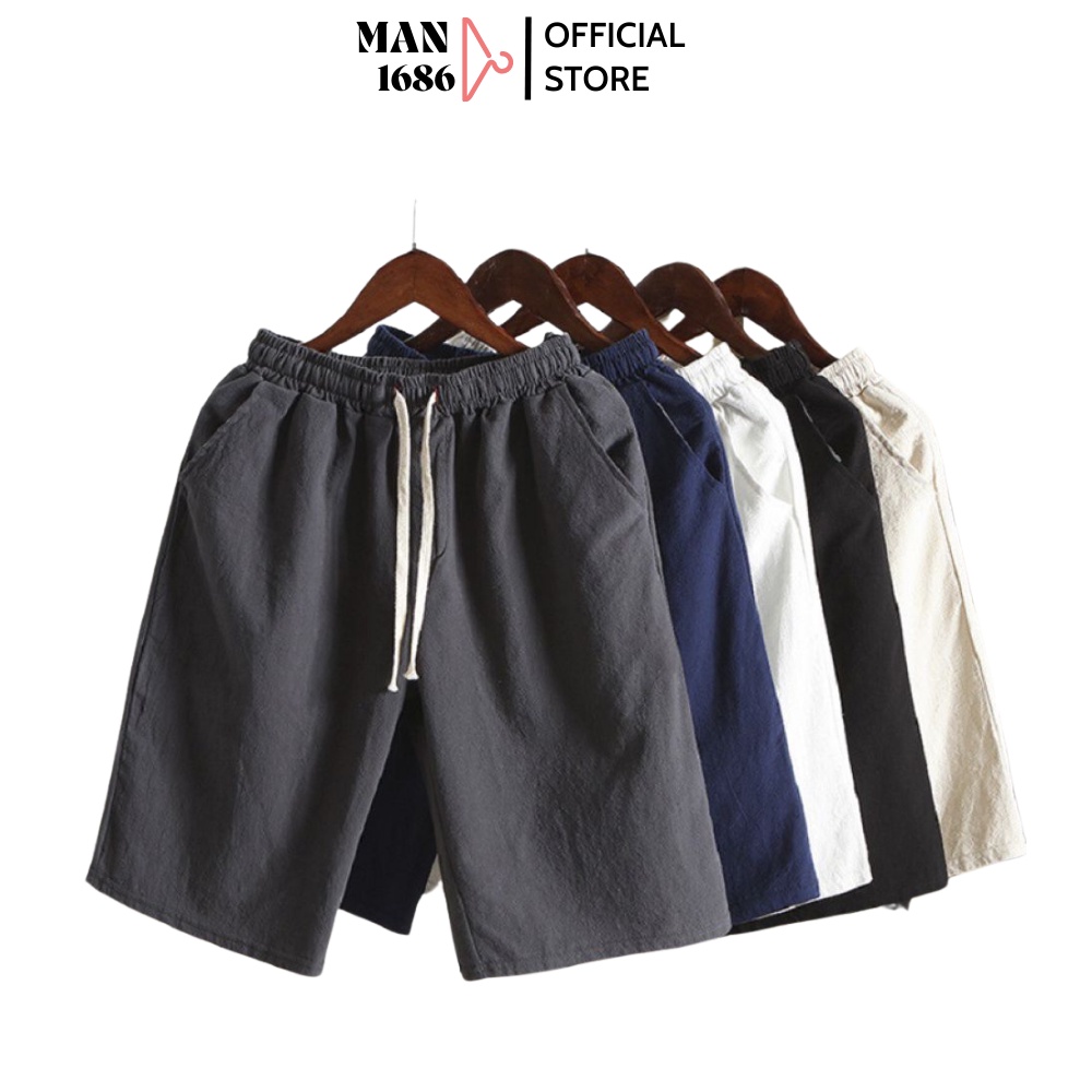 Quần short đũi nam nữ ngắn đẹp cao cấp MAN1686 Quần đùi nam nữ mặc nhà form rộng vải đũi thái mềm mịn thoáng mát dày dặn