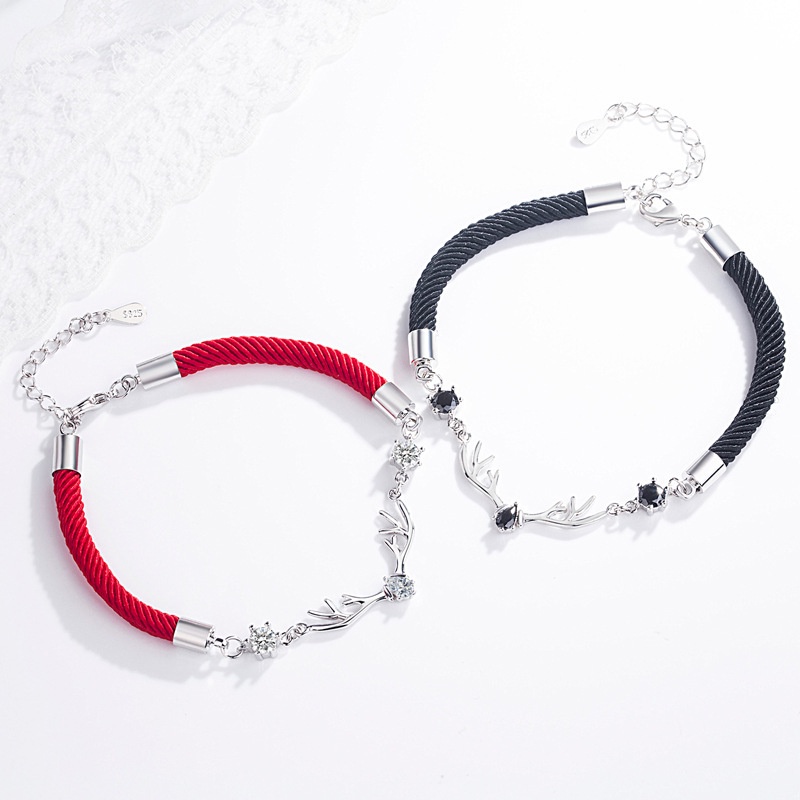 Vòng Tay Dây Bện Mặt Hình Hươu Một Sừng Thời Trang Cho Cặp Đôi