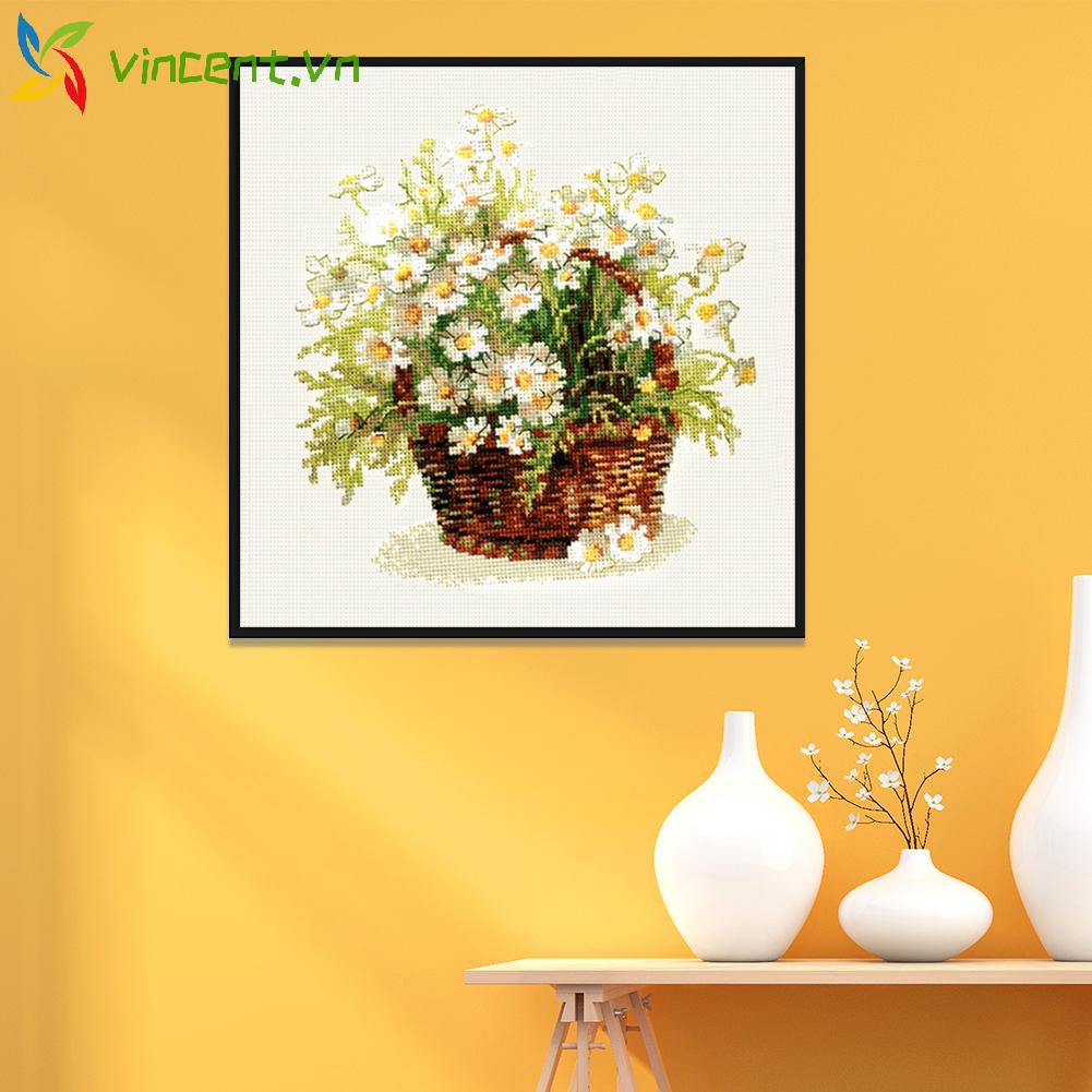 Bộ tranh thêu chữ thập tự làm hình hoa 11ct