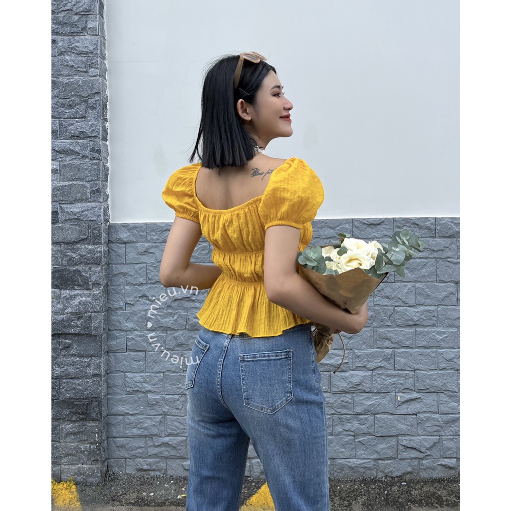 Áo kiểu nữ style công chúa tay phồng cùng thiết kế dây đan chéo trước MIEU - JJL21