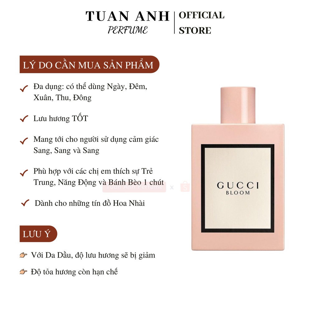 Nước hoa nữ thơm lâu chính hãng Gucci Bloom Eau de Parfum cao cấp TUAN ANH PERFUME