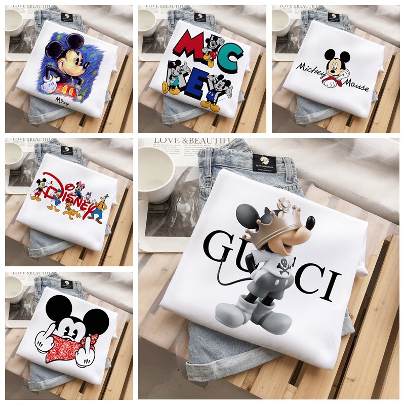 Áo Thun Thể Thao Tay Ngắn Dáng Rộng In Hình Chuột Mickey Disney Cho Nam Nữ
