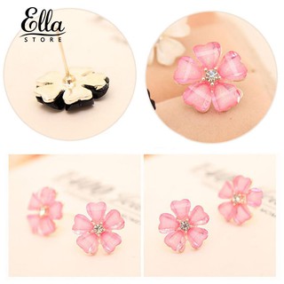 Ellastore Elegant lady Silver Plated Flower Rhinestone Ear Stud Earrings