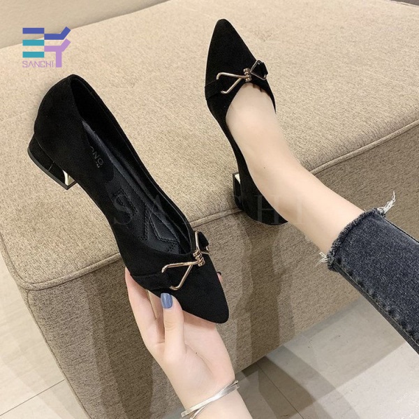 Sanchi Giày Búp Bê Đế Mềm Mũi Nhọn Thấp Thời Trang Công Sở Chuyên Nghiệp Dễ Phối Đồ