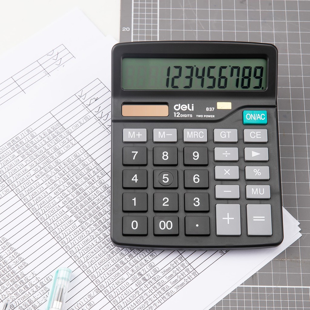 Máy Tính Cầm Tay Văn Phòng Để Bàn 12 Số Tiện Lợi Deli - Phù Hợp Học Sinh Văn Phòng Máy Tính Toán Cửa Hàng Tính Tiền