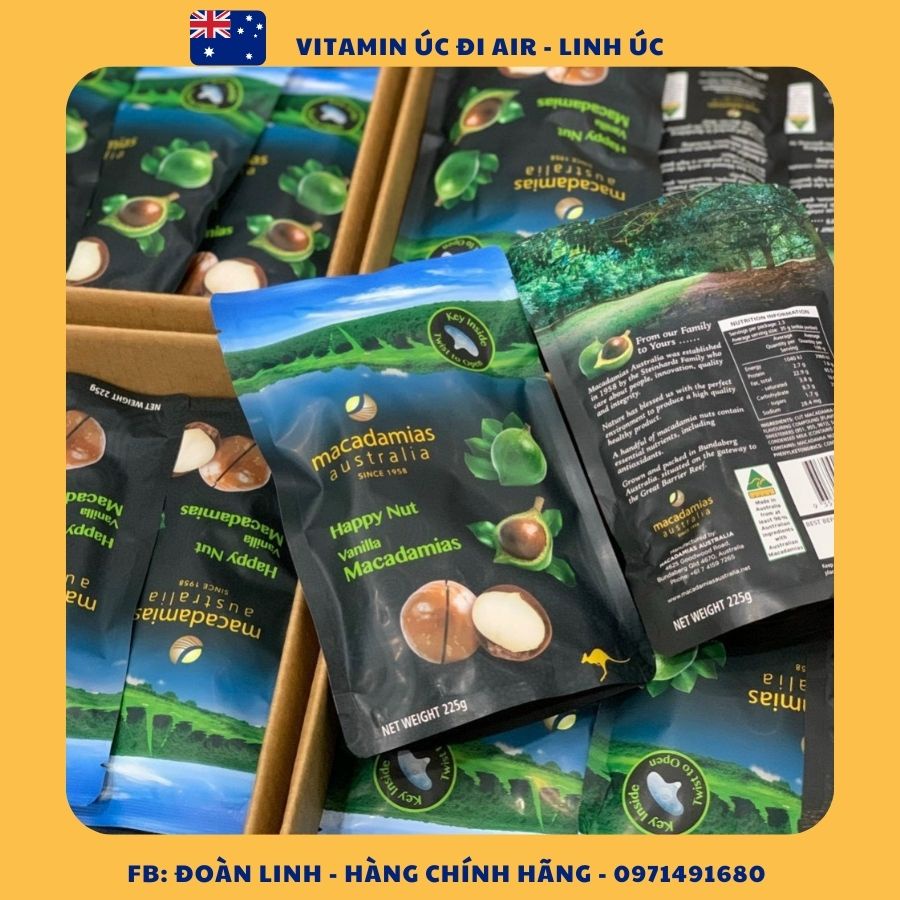 Hạt MACCA Nội địa Úc 225gr, Hàng Chuẩn Úc,Hạt Macca Úc nứt vỏ tự nhiêngg