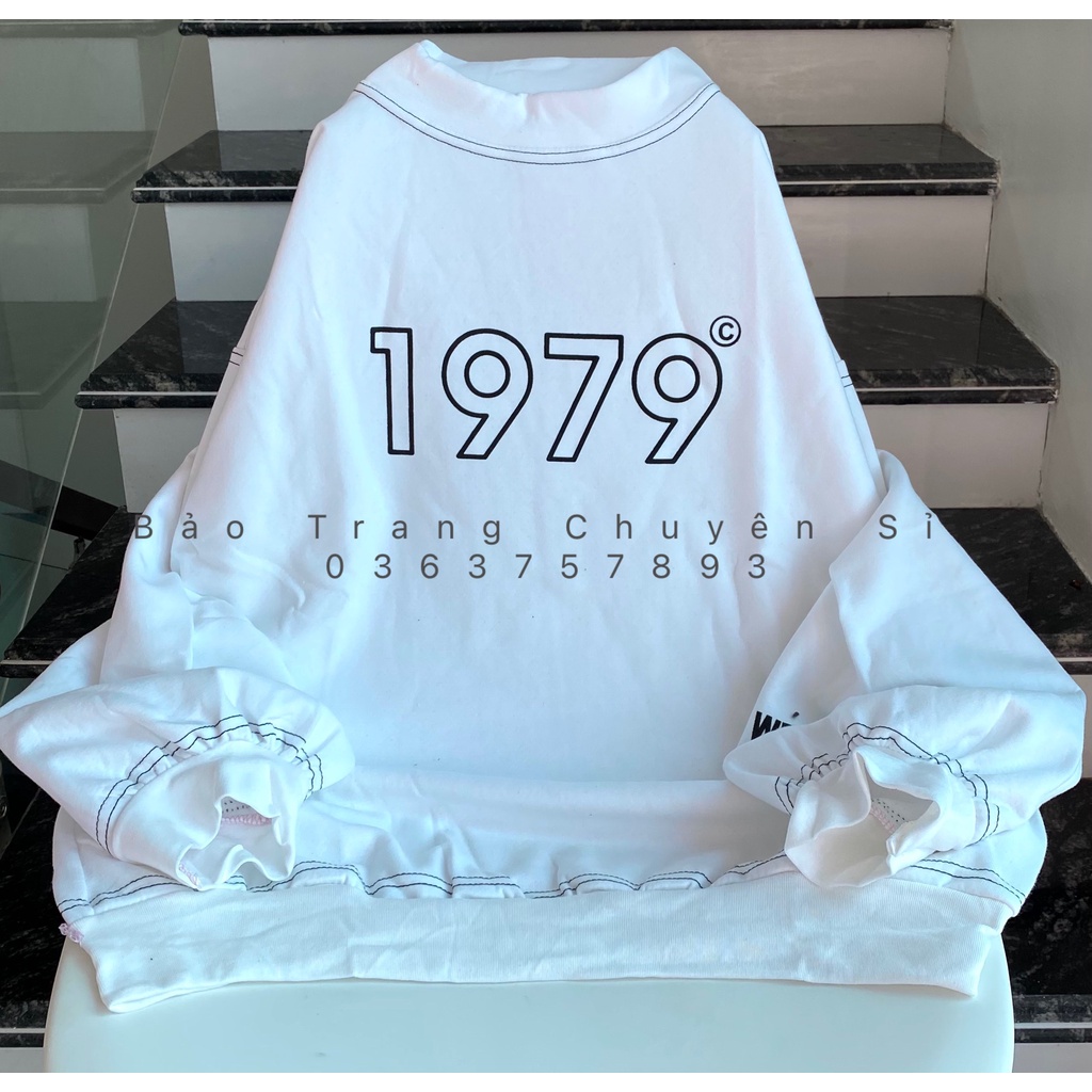 Áo Nỉ Sweater 1979 Cổ Cao 3 Phân Form To Rộng <65kg Chất Nỉ Ngoại Unisex Nam Nữ