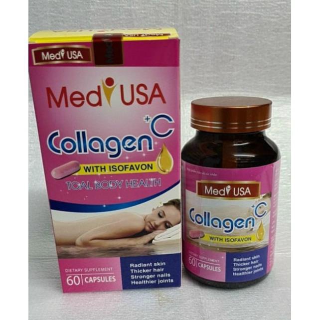 Collagen + C bổ sung vitamin a c đẹp da, chống lão hóa, mờ thâm, tăng độ ẩm cho da trắng da Hộp 60 viên lọ