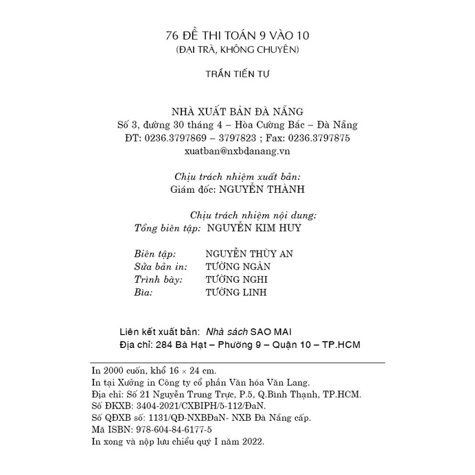 Sách - 76 Đề Thi Toán 9 Vào 10