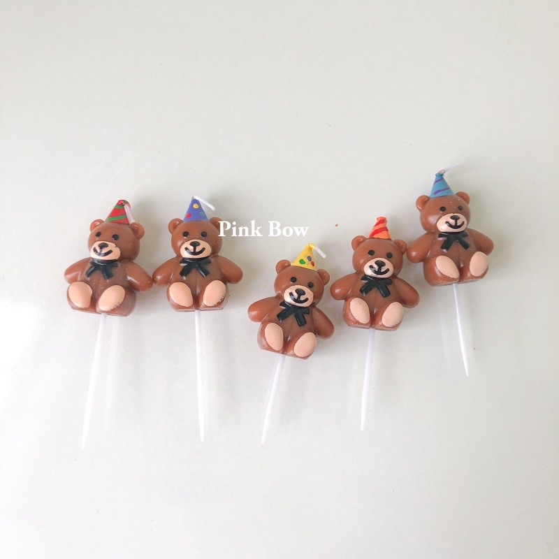 Nến sinh nhật hình con gấu Nâu/Trắng/Cam/Hồng/ILY/tím/Đội nón đủ màu sắc và kiểu dáng Dễ thương