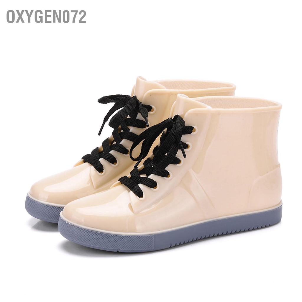 Oxygen072 Giày đi mưa ngắn Thiết kế trong suốt Nonslip Thời trang Phong cách thanh lịch chống thấm nước PVC bền cho người lớn ngoài trời