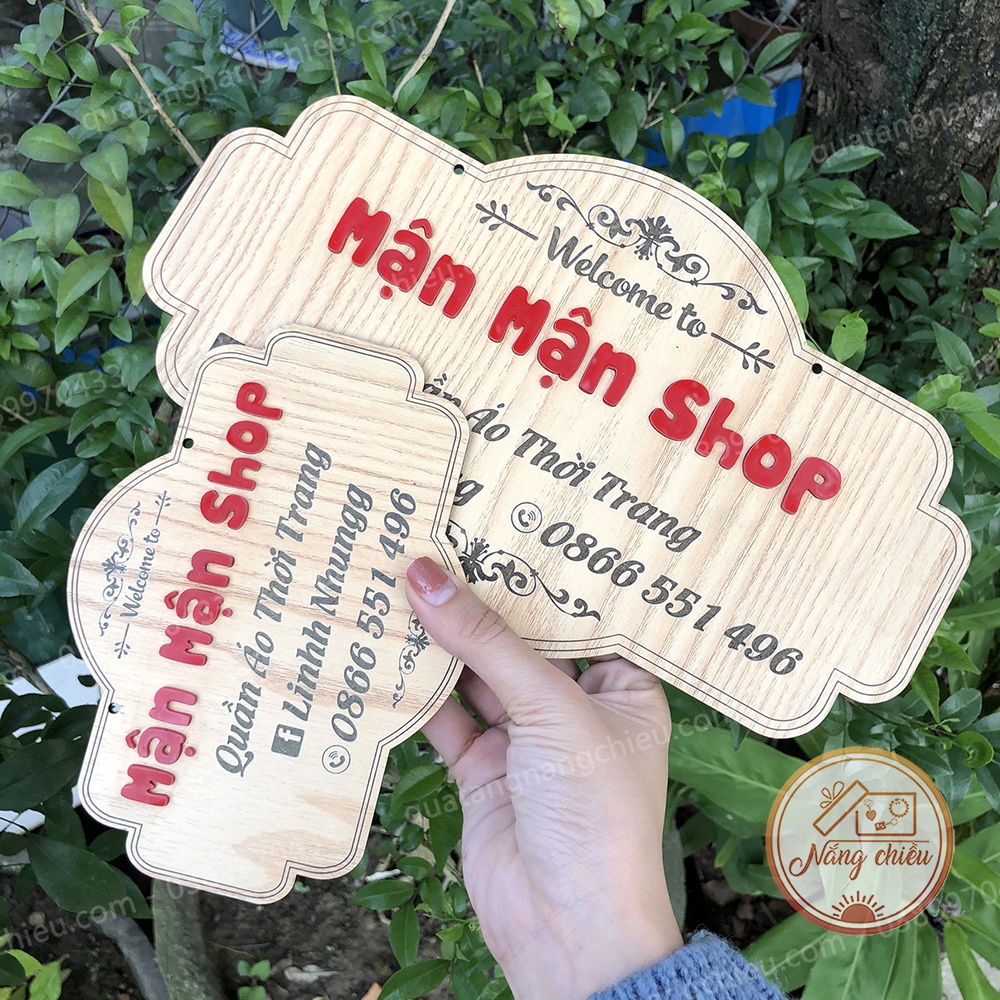 Bảng shop bán hàng online , chuyên sỉ lẻ quần áo thới trang, chất liệu gỗ tự nhiên , khắc laze theo yêu cầu
