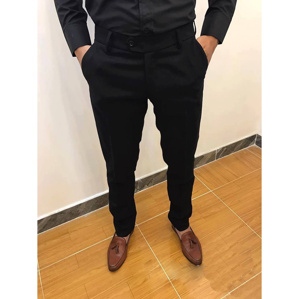 Quần âu đen nam ống côn form chuẩn, chất liệu Kate Hàn hàng cao cấp VNXK [VNXK] | BigBuy360 - bigbuy360.vn