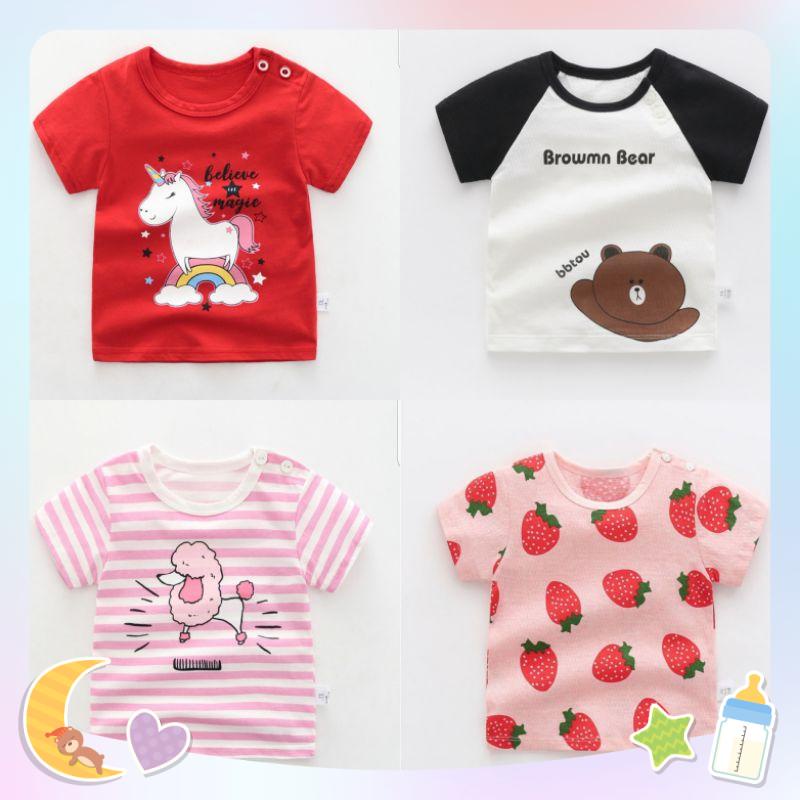 Áo thun bé gái bé trai tay ngắn đủ màu đáng yêu chất cotton tơ sợi bông siêu mềm mịn mát