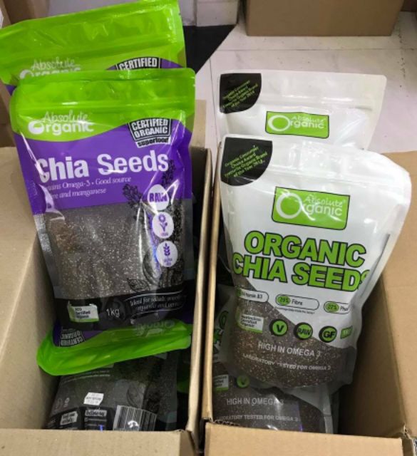 Hạt Chia Úc Absolute Organic Chia Seed 1kg (mẫu mới)