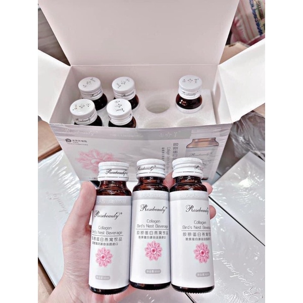 Nước Uống Collagen Yến Trắng Da Rose Beauty - RoseBeauty Yến Tươi Đẹp Da Nest Beverage 1 Hộp 8 Chai