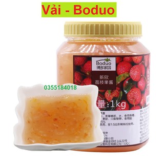 Mứt sốt Vải Boduo Pha chế trà hoa quả Hộp 1kG Hàng chính hãng